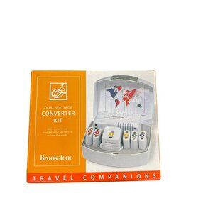 Brookstone Dual Wattage Travel Converter Kit With Color-Coded World Map & Adapte